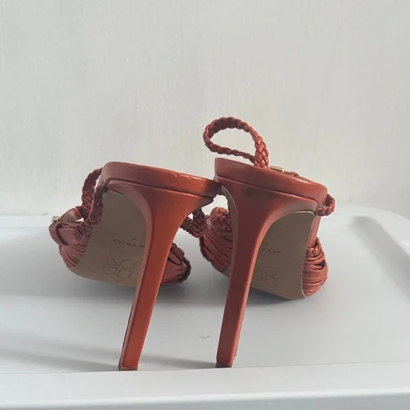 Elegant Women's Woven Heels - Orange - Picture 3 of 10